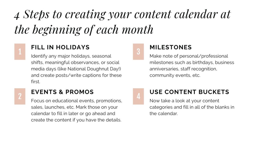 this is a 4 step process for drafting a social media content calendar